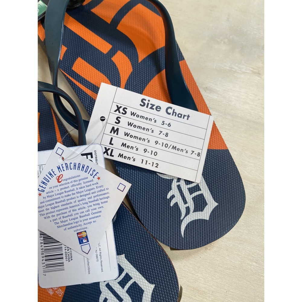 Detroit Tigers MLB Baseball Flip Flops‎ Blue Orange New Extra Small Womens 5-6 - Picture 4 of 5